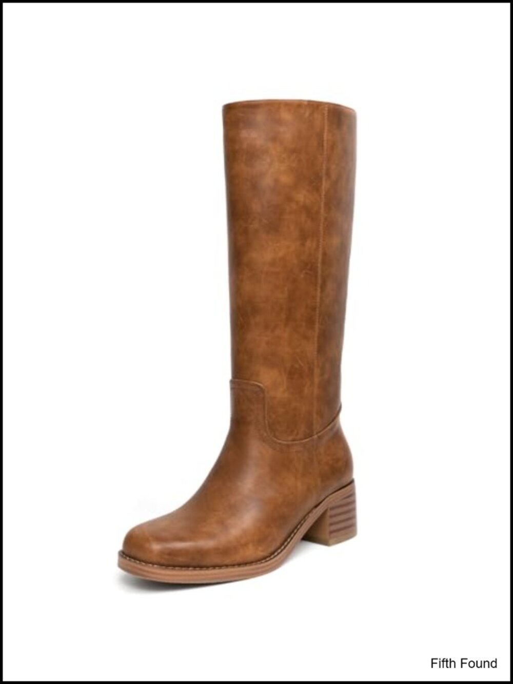 Women's Platform Knee High Riding Boots PU Leather Square Toe Block Heel